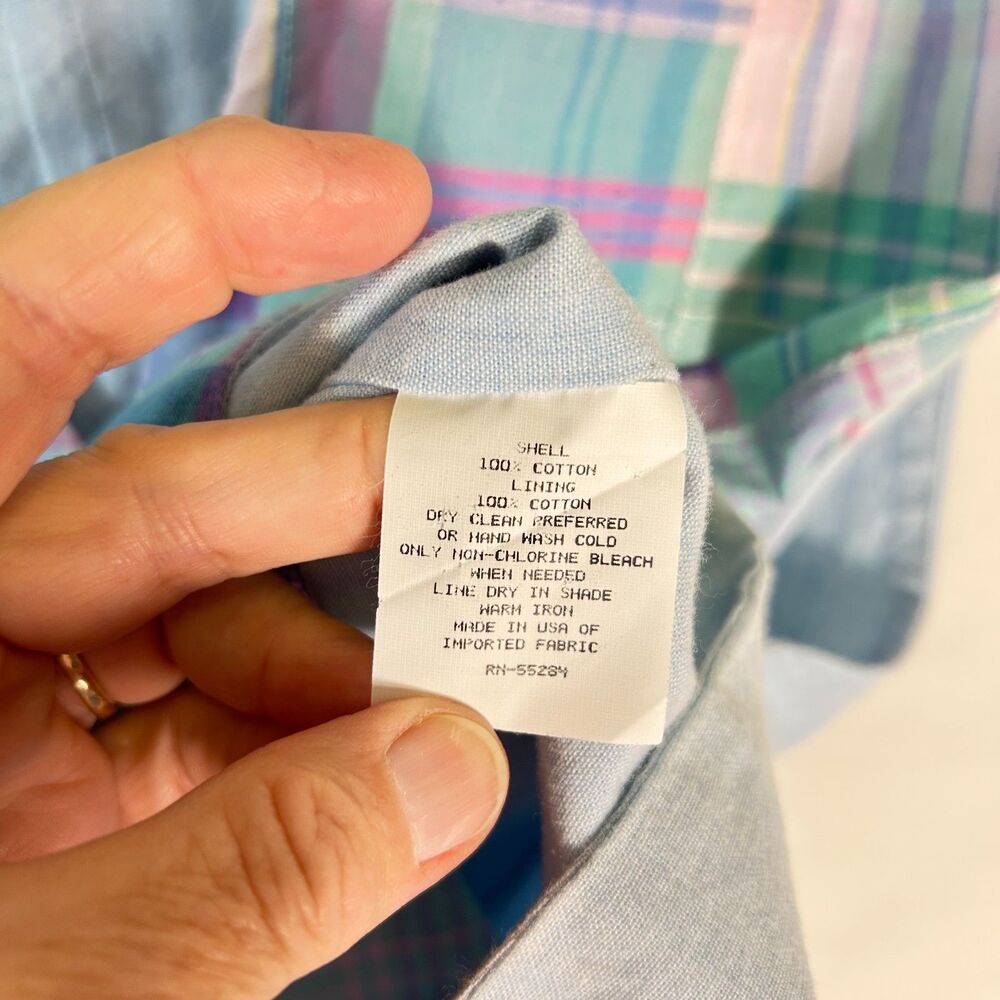 David Brooks Women's Pastel Madras Plaid Patchwork Vintage 70s-80s Vest Size 14 - Picture 13 of 15